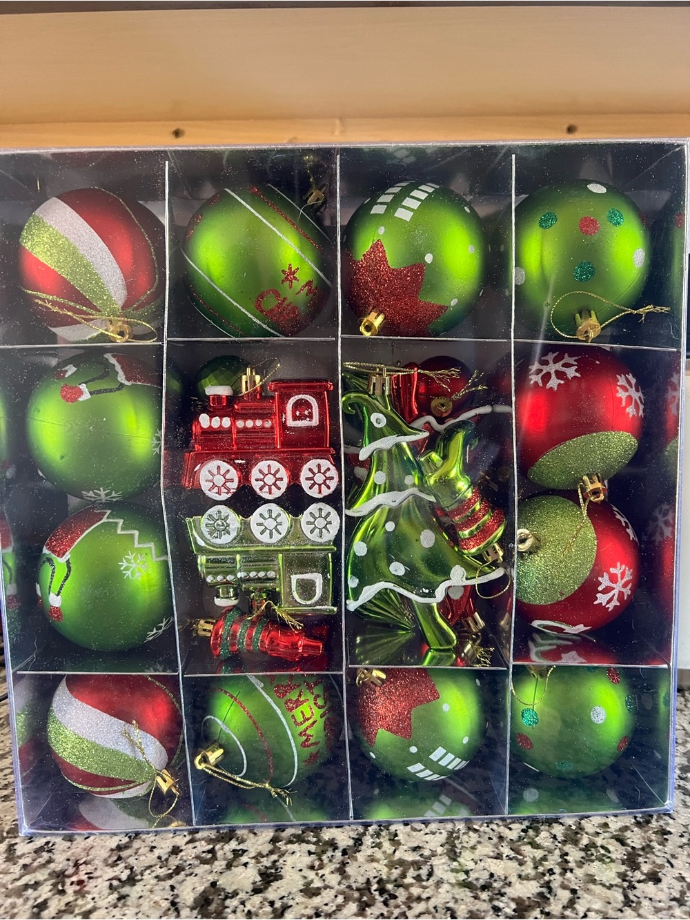 Festive Green and Red Christmas Ornament Set by
